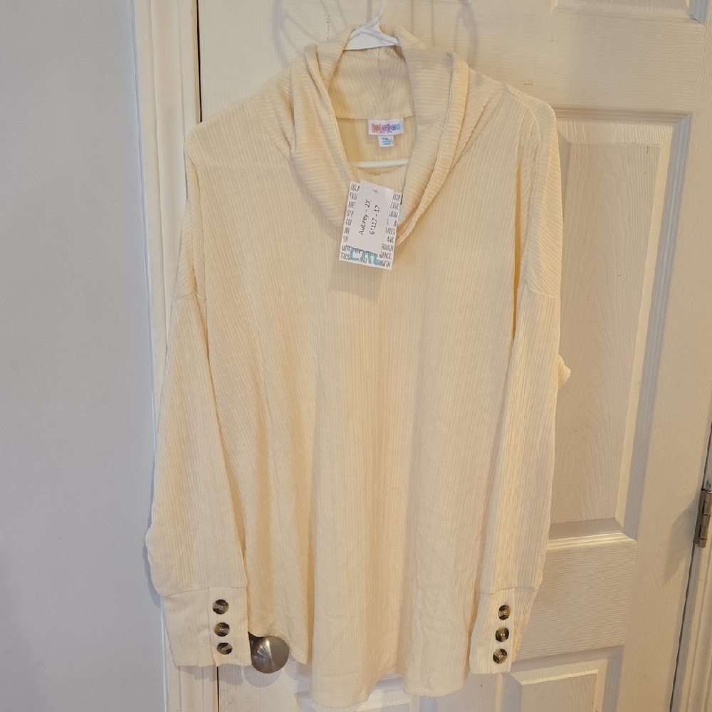 LuLaRoe Cream Cowl Neck Aubrey
